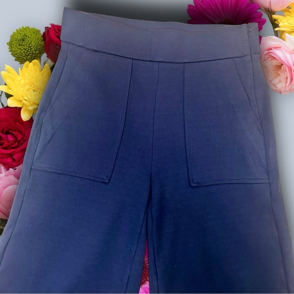 J. Crew 365 ‘Ponte Wide-Leg Crop Pants with Patch Pockets’ in Navy Blue Size XXS - Picture 5 of 9